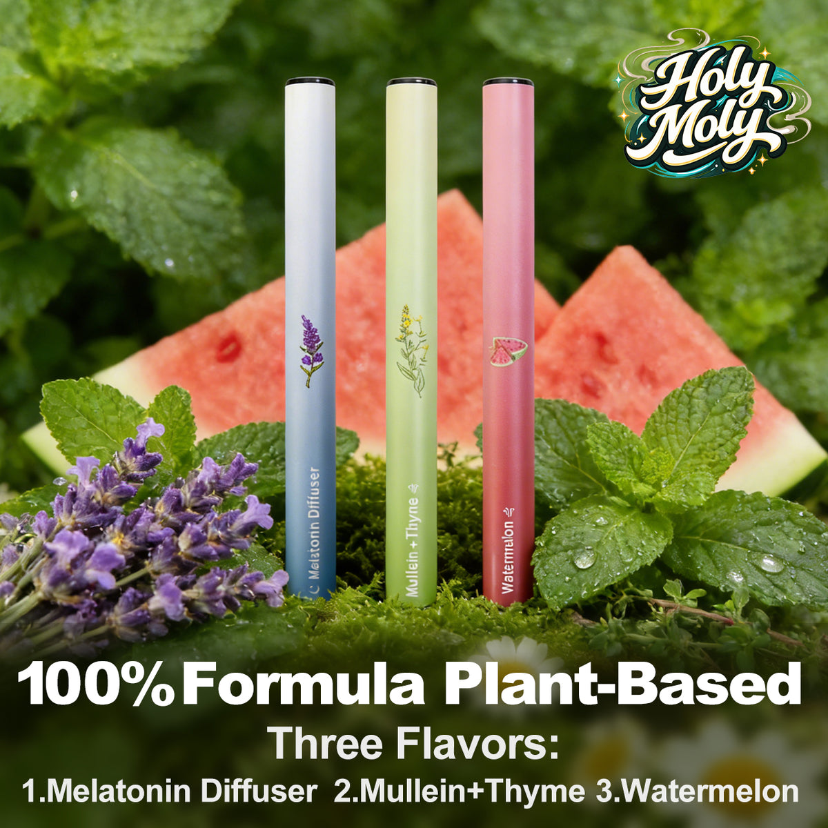 HOLYMOLY B Bundle 3-pack portable herbal ritual trio with Mint, Melatonin, and Watermelon flavors