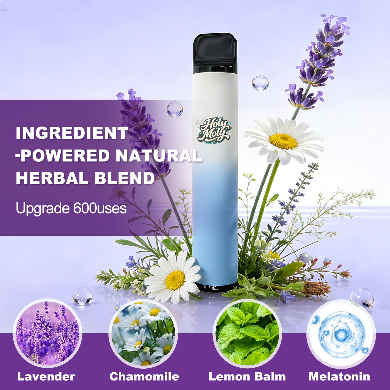 HOLYMOLY Melatonin herbal diffuser with Lavender, Chamomile, Lemon Balm, and Melatonin ingredients to help improve sleep quality